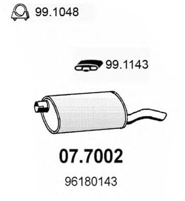 07.7002 Asso Глушник вихлопних газів кінцевий для Daewoo Nexia