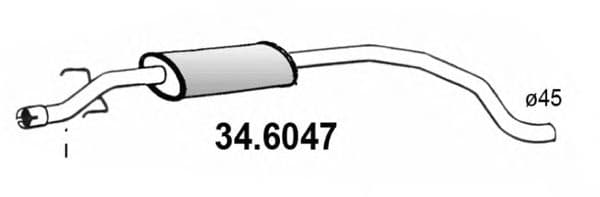 34.6047 Asso Средний глушитель выхлопных газов для Opel Corsa