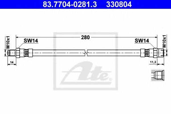 83.7704-0281.3 ATE Гальмівний шланг