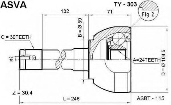 TY-303 Asva ШРУС для Toyota Land Cruiser