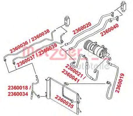2360035 Metzger Трубопровід кондиціонера для Volkswagen Sharan