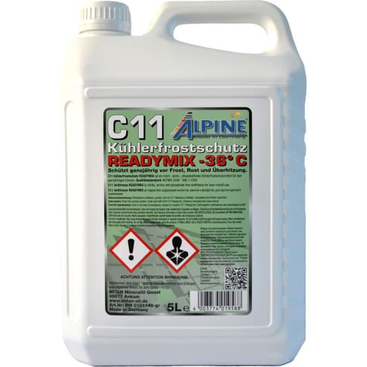 Alpine Ready Mix G11 зелений -36 °C, 5 л готовий антифриз