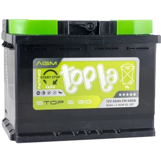 Аккумулятор Topla 6 CT-60-R AGM Start Stop 114060
