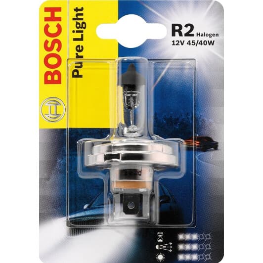 Автолампа Bosch Pure Light R2 P45t 45 W прозрачная 1987301021