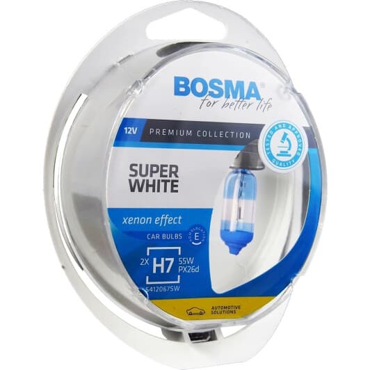 Автолампа Bosma Super White H7 PX26d 55 W прозрачно-голубая 3691