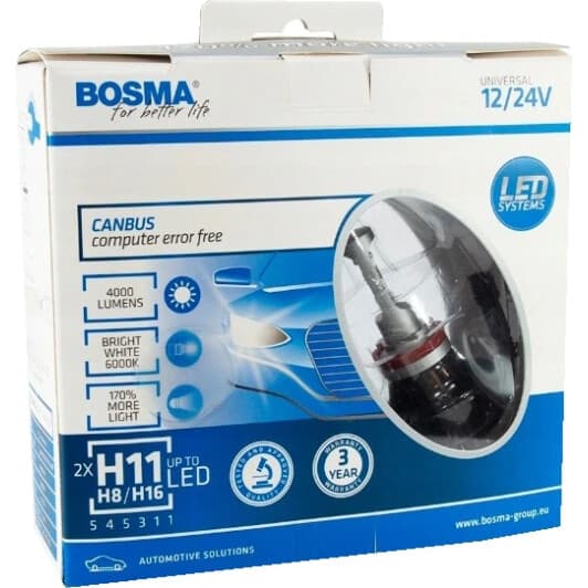 Автолампа Bosma H8 / H11 / H16 PGJ19-1 25 W 6452