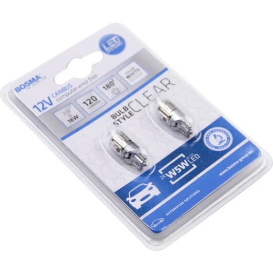 Автолампа Bosma T10 W2,1x9,5d 3 W белая 6537