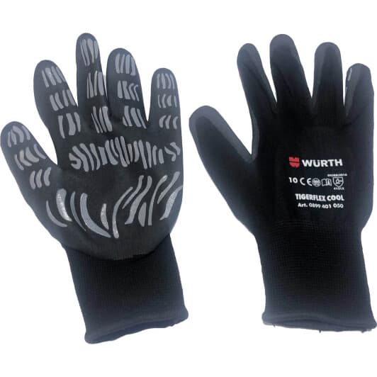 Перчатки рабочие Würth TigerFlex Cool нейлоновые с нитриловым покрытием черные