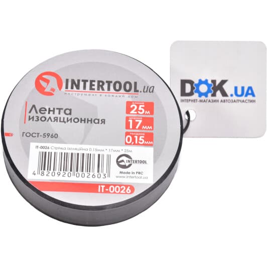 Ізоляційна стрічка Intertool it0026 чорна ПВХ 17 мм x 25 м