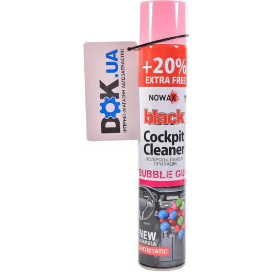 Поліроль для салону Nowax "Black" Cockpit Cleaner bubble gum 750 мл