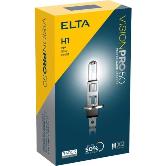Автолампа Elta Automotive Vision Pro 50 H1 P14,5s 55 W прозора EB3488TR