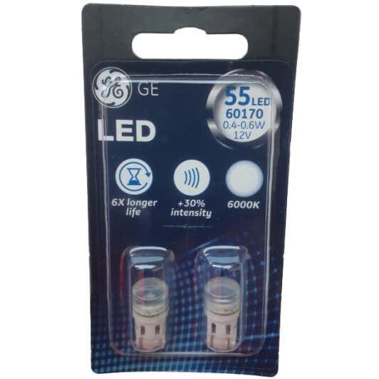 Автолампа General Electric W5W 0,4 W прозора 60170LED2B