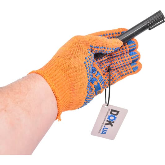 Перчатки рабочие MasterTool хб с точками ПВХ оранжевые