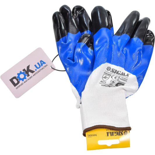 Перчатки рабочие Sigma трикотажные с нитриловым покрытием белые, XL 10" (9443641)