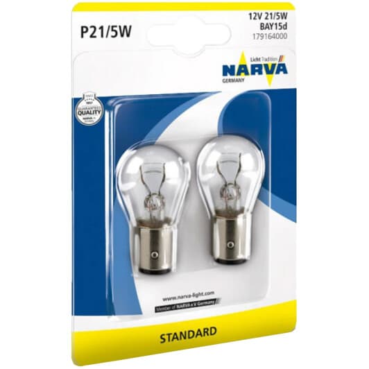 Автолампа Narva P21/5W BAY15d 21 W прозрачная 179164000