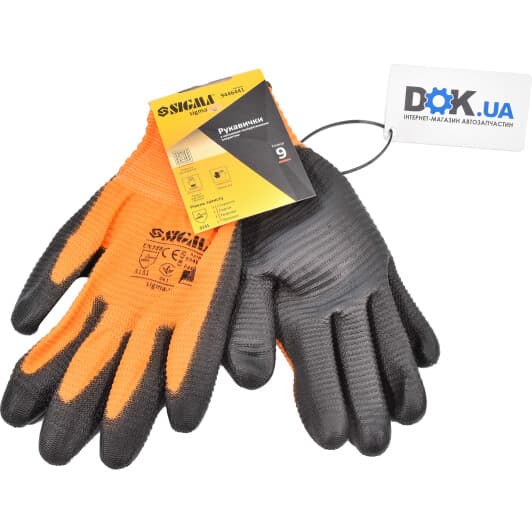Рукавички робочі Sigma трикотажні з поліуретановим покриттям помаранчеві