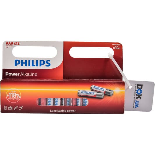 Батарейка Philips Alkaline Power LR03P12W10 AAA (мизинчиковая) 1,5 V 12 шт