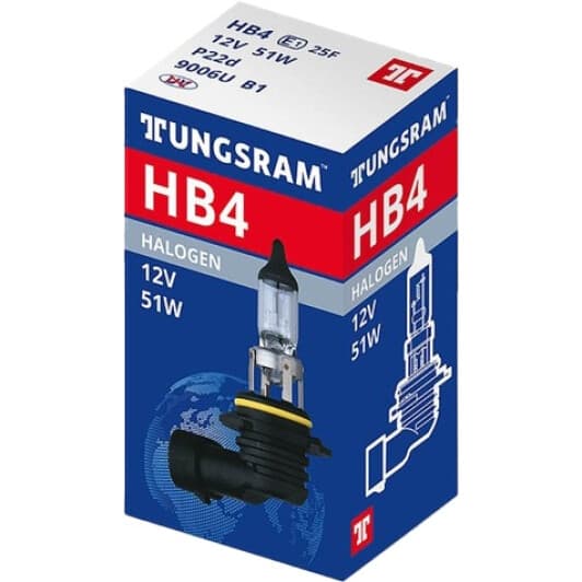 Автолампа Tungsram Standard HB4 P22d 51 W прозрачная 53070U1K