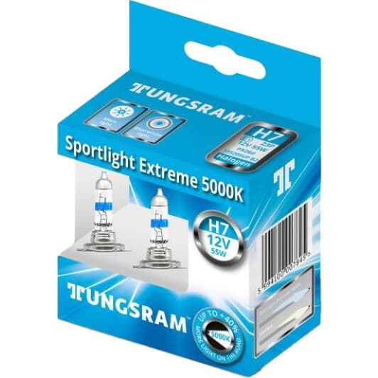Автолампа Tungsram Sportlight Extreme H7 PX26d 55 W прозрачно-голубая 58520SUP2D