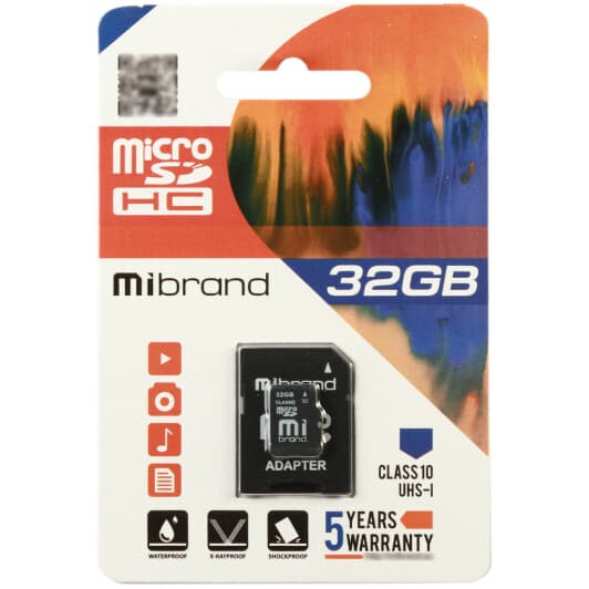 Карта пам’яті Mibrand microSDHC 32 ГБ з SD-адаптером MICDHU132GBA