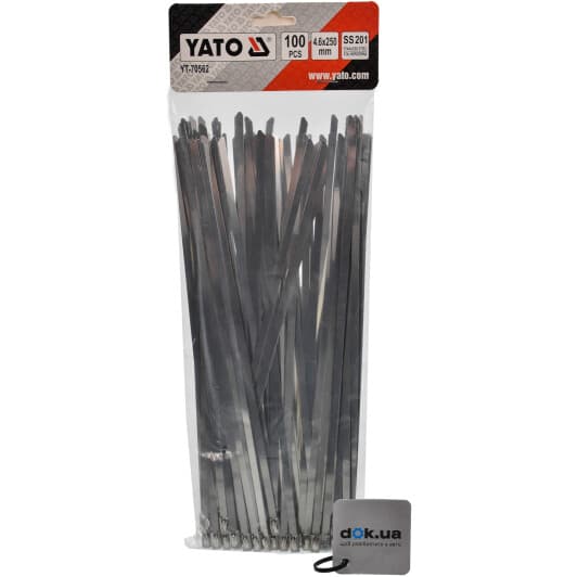 Хомут Yato YT-70562 с зажимным замком нержавеющая сталь (SS201) 100 шт