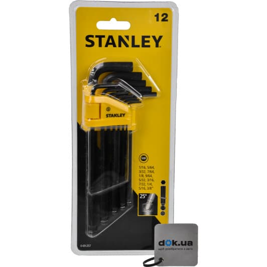Набір ключів шестигранних Stanley 0-69-257 1/16"-3/8" з кулеподібним наконечником 12 шт