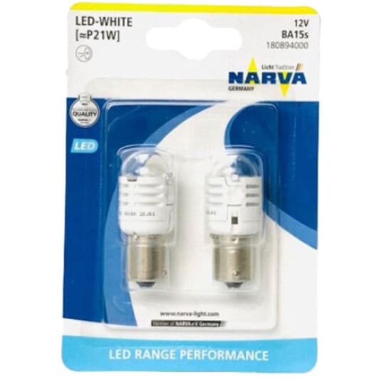 Автолампа Narva P21W BA15s 1,75 W прозора 180894000