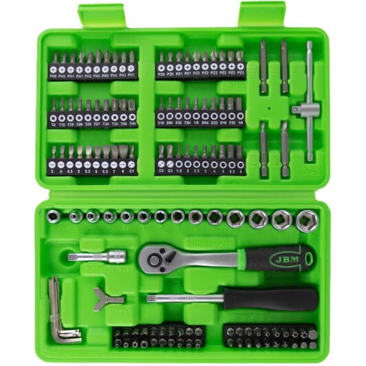 Набір бит та торцевих головок з тримачем та тріскачкою JBM 53953 104 шт.