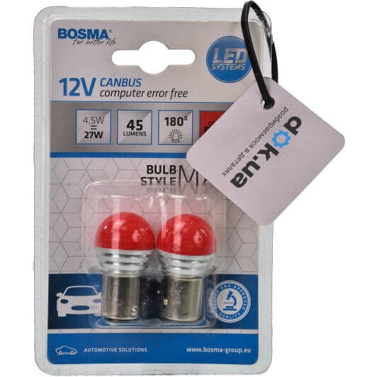 Автолампа Bosma P21/5W BAY15d 4,5 W красная 5356