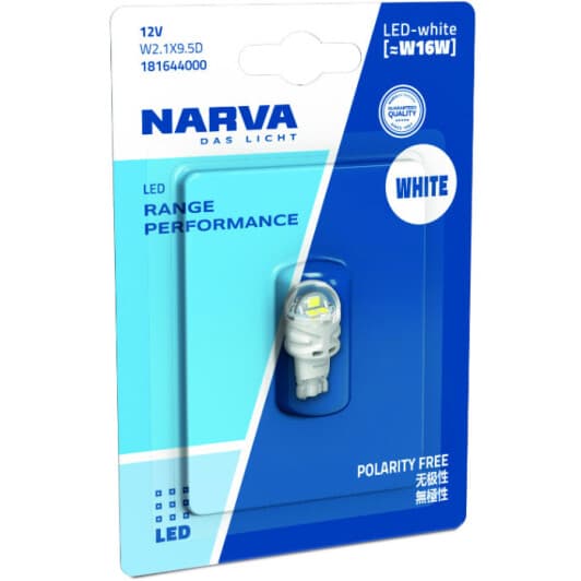 Автолампа Narva Range Performance LED W16W W2,1x9,5d 1,8 W біла 181644000