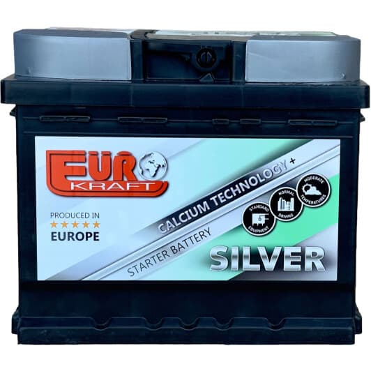 Аккумулятор EUROKRAFT 6 CT-60-R Silver 00158584
