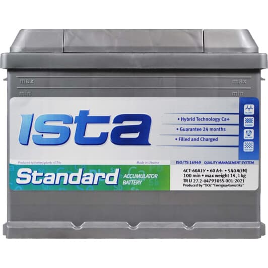 Аккумулятор Ista 6 CT-60-L Standard 5500304209