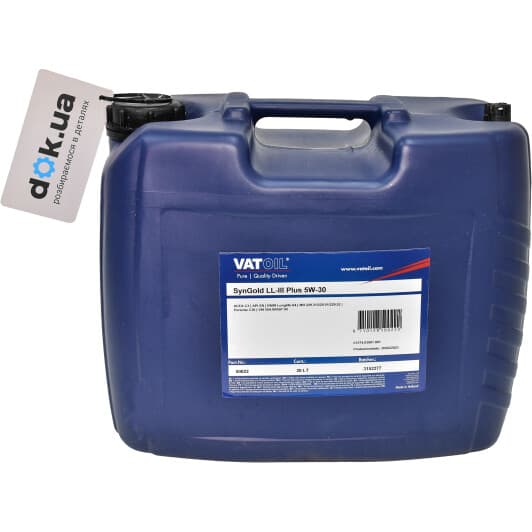 VatOil SynGold LL-III Plus 5W-30 (20 л) моторное масло