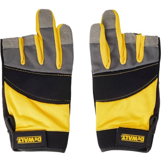 Перчатки рабочие DeWALT (частично открыты) неопреновые с кожаными вставками желтые