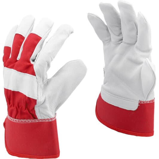 Рукавички робочі Yato трикотажні з шкіряними вставками білі