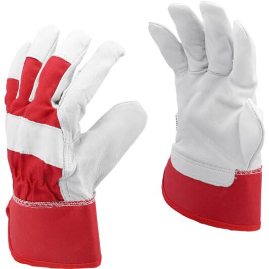 Перчатки рабочие Yato трикотажные с кожаными вставками белые