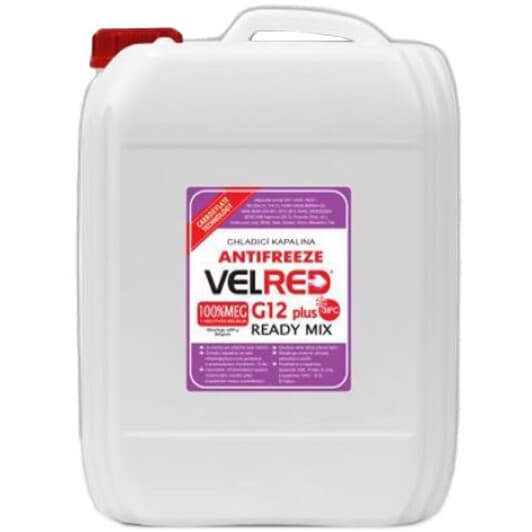 VELVANA Velred READY MIX G12+ красный -38 °C, 8,9 л готовый антифриз