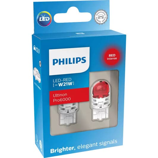 Автолампа Philips Ultinon Pro6000 W21W W3x16d 21 W красная 11065RU60X2
