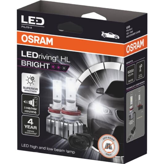 Автолампа Osram LEDriving HL Bright H8/H9/H11 PGJ19-1 19 W 64211DWBRT-2HFB
