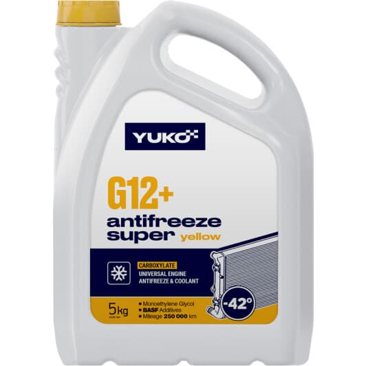Yuko Super G12+ желтый -42 °C, 5 л готовый антифриз
