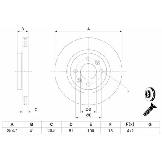 0 986 479 B21 Bosch Гальмівний диск