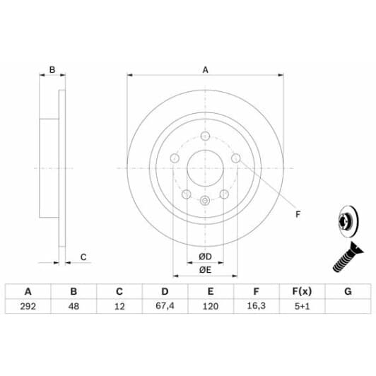 0 986 479 C73 Bosch Тормозной диск
