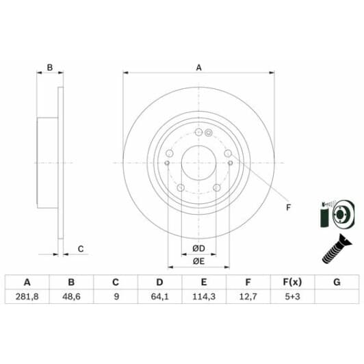 0986479f76 Bosch Гальмівний диск для Honda HR-V