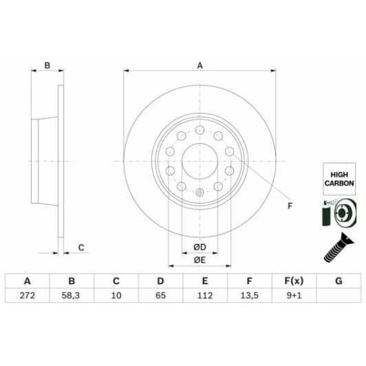 0986479f23 Bosch Тормозной диск