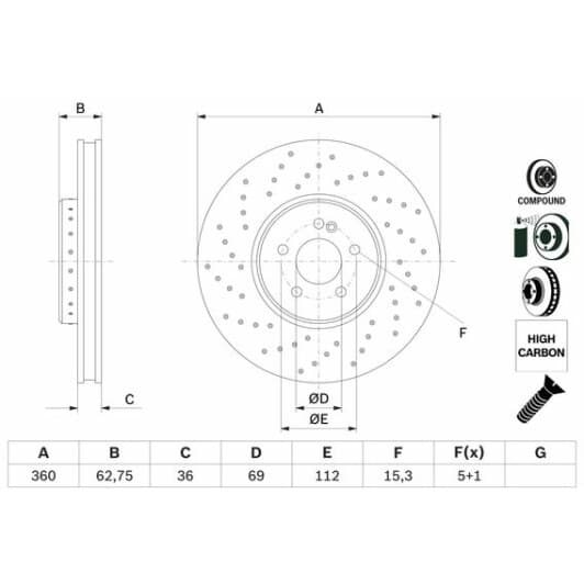 0986479g38 Bosch Гальмівний диск