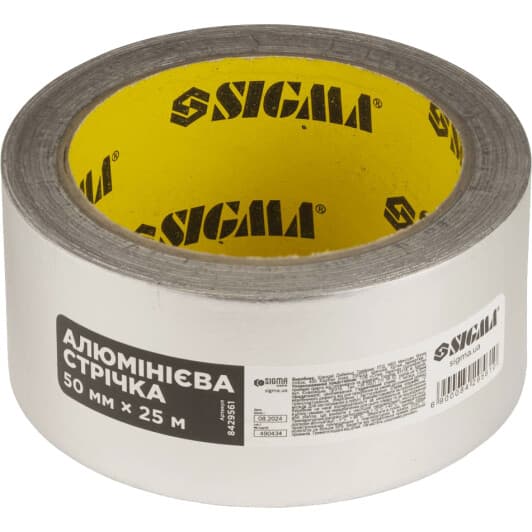 Металізований скотч Sigma 8429561 на алюмінієво-силіконовій основі 50 мм x 25 м