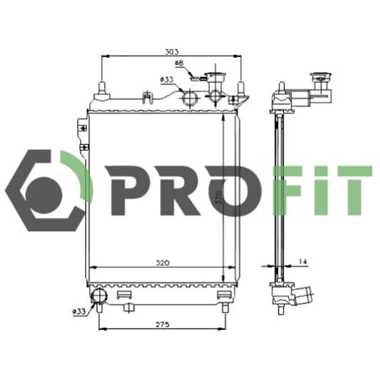 17400143 Profit Радіатор охолодження двигуна для Hyundai Getz