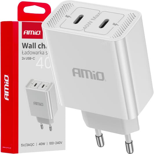 Сетевое зарядное устройство Amio 03892 40 Вт