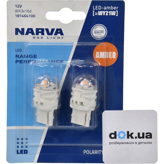 Автолампа Narva Range Performance LED WY21W W3x16d 2,16 W 181464100