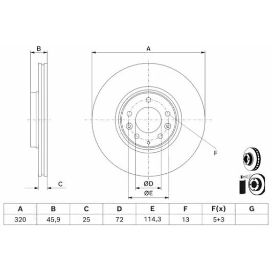 0986479d74 Bosch Гальмівний диск для Mazda 6